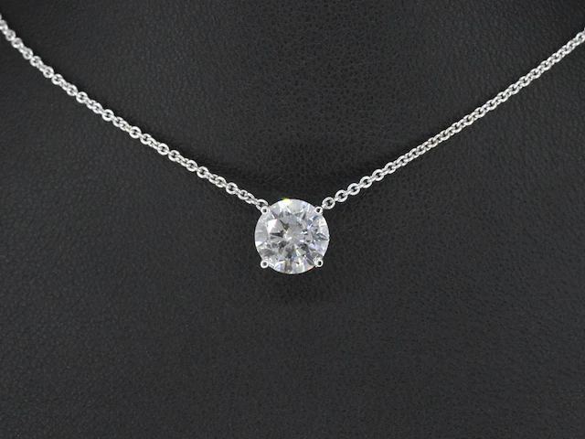 Witgouden halsketting met een diamant van 0.70 carat - afbeelding 2 van  6