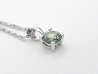 Witgouden halsketting met een groene diamant 0.25 carat - afbeelding 7 van  9