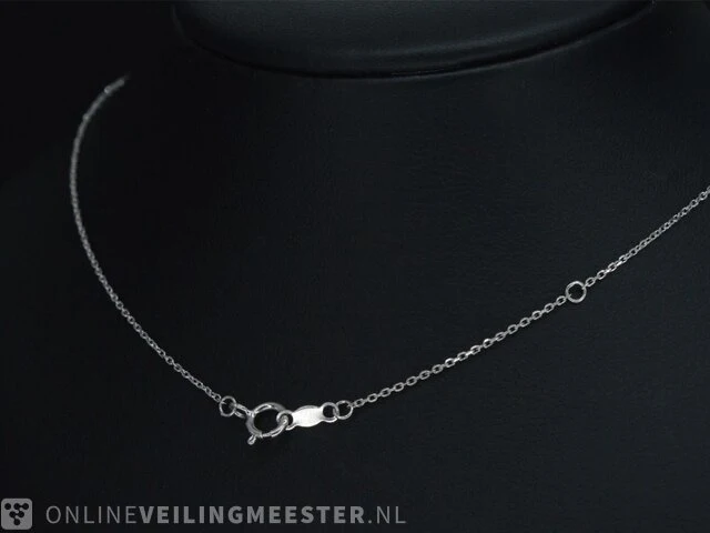 Witgouden halsketting met een groene diamant 0.25 carat - afbeelding 5 van  8