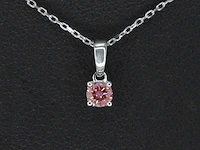 Witgouden halsketting met een roze diamant 0.20 carat - afbeelding 1 van  7
