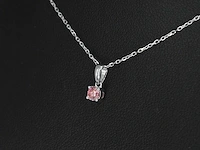 Witgouden halsketting met een roze diamant 0.20 carat - afbeelding 4 van  7