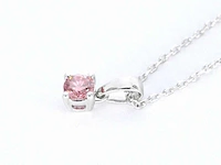 Witgouden halsketting met een roze diamant 0.20 carat - afbeelding 6 van  7