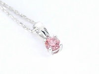 Witgouden halsketting met een roze diamant 0.20 carat - afbeelding 7 van  7