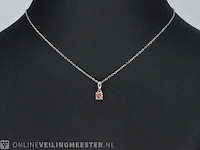 Witgouden halsketting met een roze diamant 0.20 carat - afbeelding 2 van  6