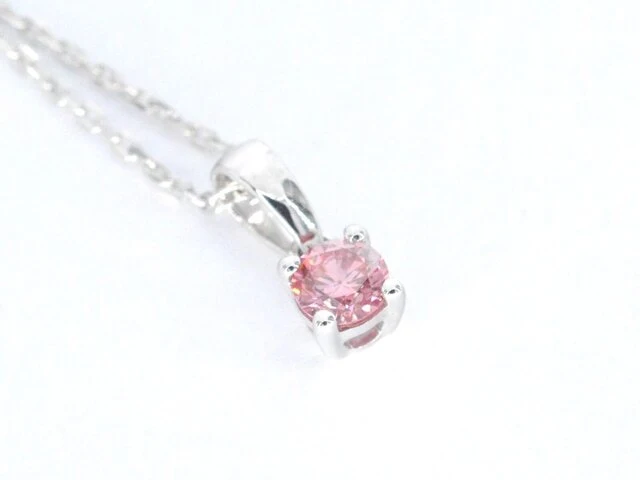 Witgouden halsketting met een roze diamant 0.20 carat - afbeelding 6 van  7