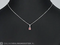 Witgouden halsketting met een roze diamant 0.20 carat - afbeelding 2 van  7