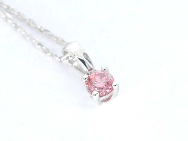 Witgouden halsketting met een roze diamant 0.20 carat - afbeelding 6 van  8