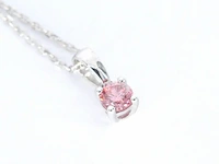 Witgouden halsketting met een roze diamant 0.20 carat - afbeelding 6 van  8
