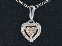 Witgouden hanger hart diamant roze wit - afbeelding 1 van  8