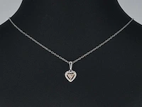 Witgouden hanger hart diamant roze wit - afbeelding 2 van  8