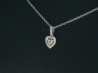 Witgouden hanger hart diamant roze wit - afbeelding 4 van  8