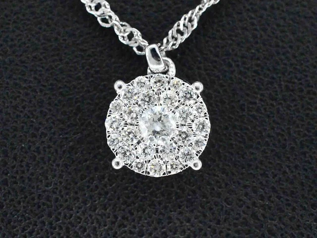 Witgouden hanger met briljant geslepen diamant - afbeelding 1 van  6