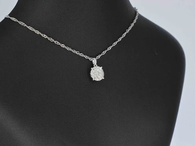Witgouden hanger met briljant geslepen diamant - afbeelding 4 van  6