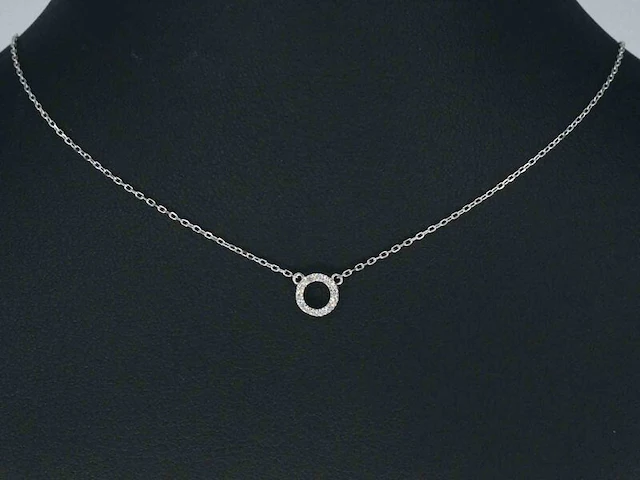 Witgouden hanger met diamant incl. ketting - afbeelding 2 van  8