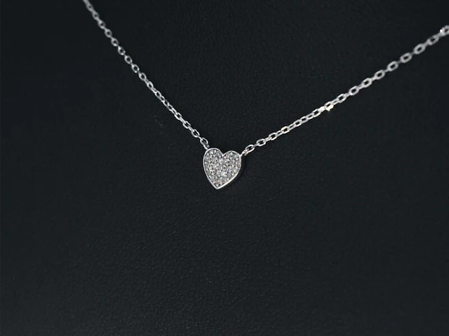 Witgouden hanger met diamant, incl. ketting - afbeelding 3 van  9