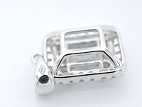 Witgouden hanger met diamanten en emerald shape in het midden, excl. ketting - afbeelding 7 van  9