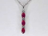 Witgouden hanger met diamanten en robijn, excl. ketting - afbeelding 1 van  7