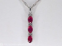 Witgouden hanger met diamanten en robijn - afbeelding 1 van  6