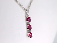 Witgouden hanger met diamanten en robijn - afbeelding 4 van  7