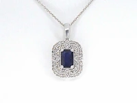 Witgouden hanger met diamanten en saffier, excl. ketting - afbeelding 4 van  9