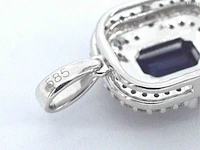 Witgouden hanger met diamanten en saffier, excl. ketting - afbeelding 7 van  9