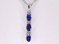 Witgouden hanger met diamanten en saffier , excl. ketting - afbeelding 1 van  7