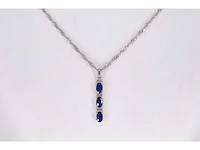 Witgouden hanger met diamanten en saffier , excl. ketting - afbeelding 2 van  7