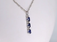 Witgouden hanger met diamanten en saffier , excl. ketting - afbeelding 4 van  7