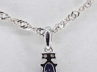 Witgouden hanger met diamanten en saffier , excl. ketting - afbeelding 5 van  7