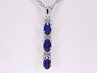 Witgouden hanger met diamanten en saffier, excl. ketting