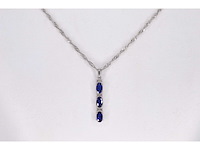 Witgouden hanger met diamanten en saffier, excl. ketting - afbeelding 2 van  7