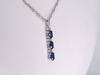 Witgouden hanger met diamanten en saffier, excl. ketting - afbeelding 4 van  7