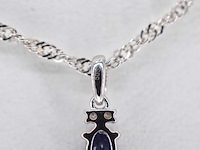 Witgouden hanger met diamanten en saffier, excl. ketting - afbeelding 5 van  7