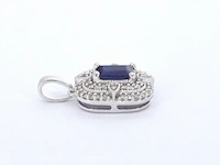 Witgouden hanger met diamanten en saffier - afbeelding 6 van  8