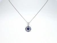 Witgouden hanger met diamanten en saffier - afbeelding 2 van  6