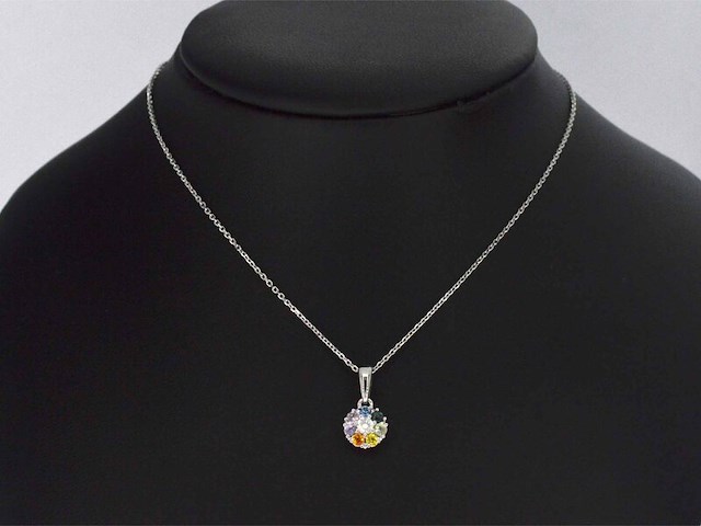 Witgouden hanger met diamanten en saffieren, excl. ketting - afbeelding 3 van  10