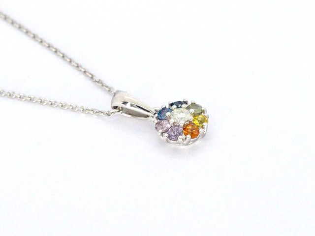 Witgouden hanger met diamanten en saffieren, excl. ketting - afbeelding 7 van  10