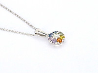 Witgouden hanger met diamanten en saffieren, excl. ketting - afbeelding 7 van  10