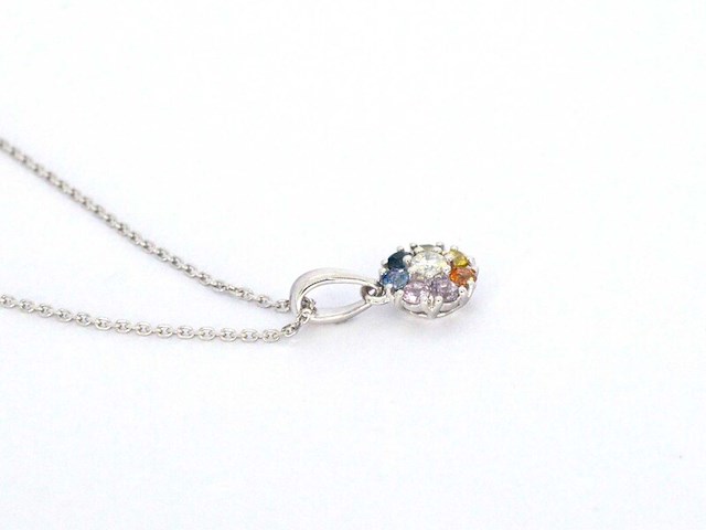 Witgouden hanger met diamanten en saffieren, excl. ketting - afbeelding 8 van  10