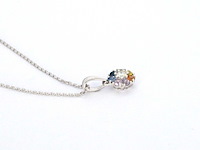 Witgouden hanger met diamanten en saffieren, excl. ketting - afbeelding 8 van  10