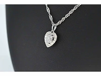 Witgouden hanger met diamanten in hartvorm, excl. ketting - afbeelding 3 van  9