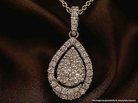 Witgouden hanger met diamanten pear shape, excl. ketting - afbeelding 1 van  10