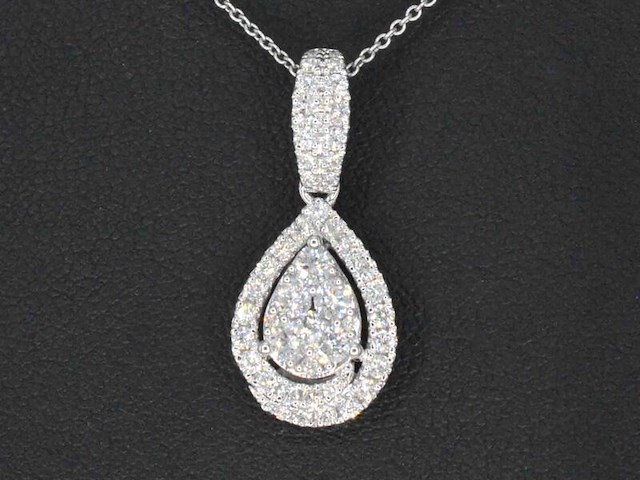 Witgouden hanger met diamanten pear shape, excl. ketting - afbeelding 1 van  8