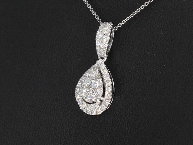 Witgouden hanger met diamanten pear shape, excl. ketting - afbeelding 3 van  8