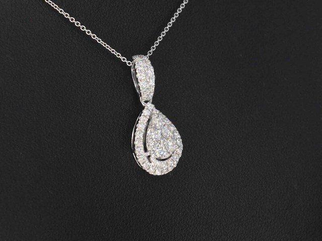 Witgouden hanger met diamanten pear shape, excl. ketting - afbeelding 4 van  8