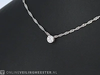 Witgouden hanger met een briljant geslepen diamant - afbeelding 3 van  7