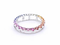 Witgouden hanger met multi colour saffieren in een cirkel gezet, excl. ketting - afbeelding 5 van  9