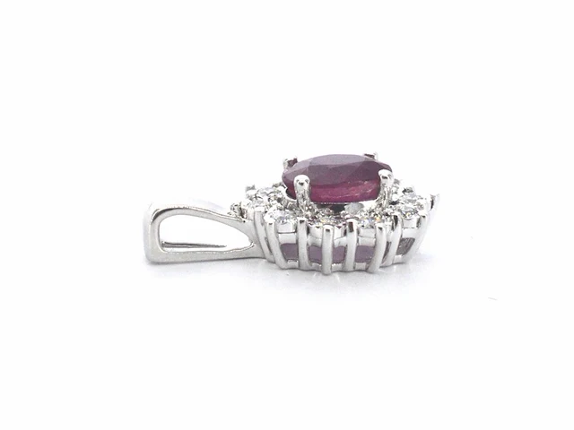 Witgouden hanger met natuurlijke diamanten en robijn - afbeelding 8 van  9