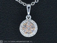 Witgouden hanger met natuurlijke roze en witte diamant - afbeelding 1 van  11
