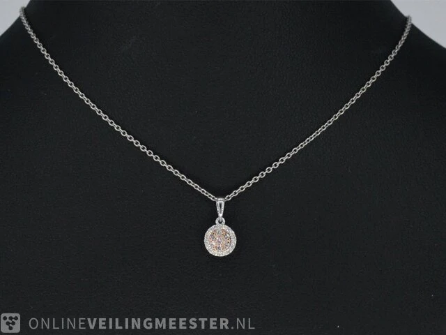 Witgouden hanger met natuurlijke roze en witte diamant - afbeelding 4 van  11